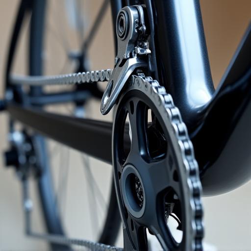 A close-up shot of a clean, well-maintained bicycle drivetrain